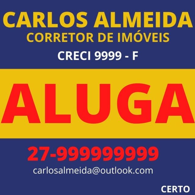PLACA ALUGA CERTO
